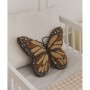 Szaro- pomarańczowo- czerwona poduszka motyl do pokoju dziecka.