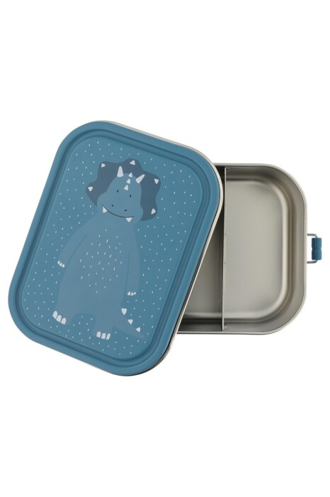 Duża stalowa śniadaniówka lunch box dla dziecka- kremowa z dinozaurem- triceratops