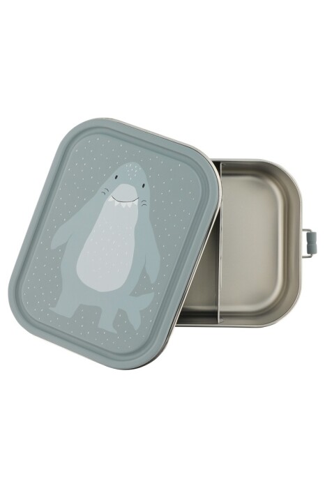 Duża stalowa śniadaniówka lunch box dla dziecka- kremowa z rekinem