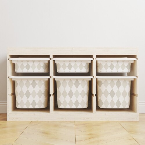 Naklejki na pojemniki TROFAST IKEA w beżowe romby