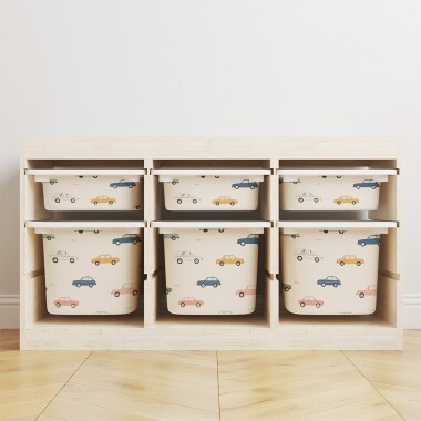 Naklejki na pojemniki TROFAST IKEA w kolorowe autka