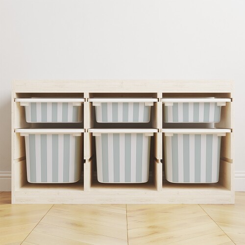 Naklejki na pojemniki TROFAST IKEA paski szary turkus