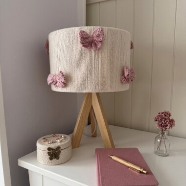 Lampka nocna dla dziecka z kokardkami drewniana lampka do pokoju dziewczynki