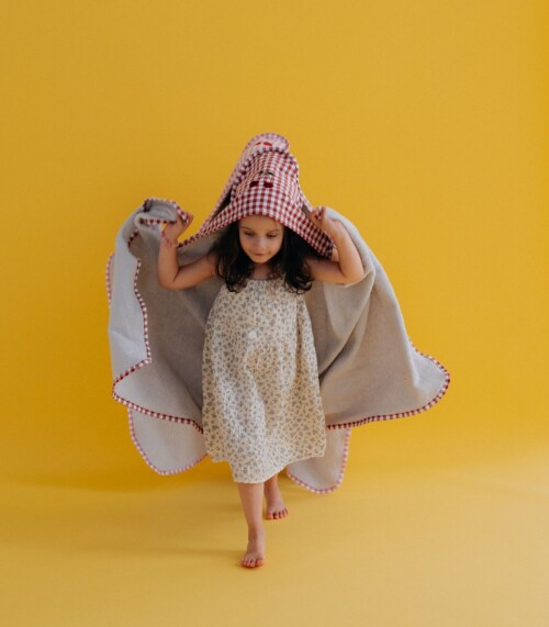 Ręcznik kąpielowy dla dziecka z kapturem Cherry 140x70 bawełniany