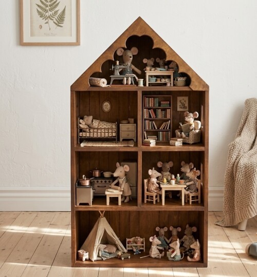 Duży drewniany domek dla lalek Alva handmade