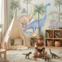 Tapeta mural dla dzieci z dinozaurami – tyranozaur, triceratops i prehistoryczny świat