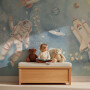 Tapeta mural dla dzieci z astronautą, rakietami, planetami i gwiazdami do pokoju chłopca