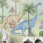 Tapeta mural dla dzieci z dinozaurami – tyranozaur, triceratops i prehistoryczny świat